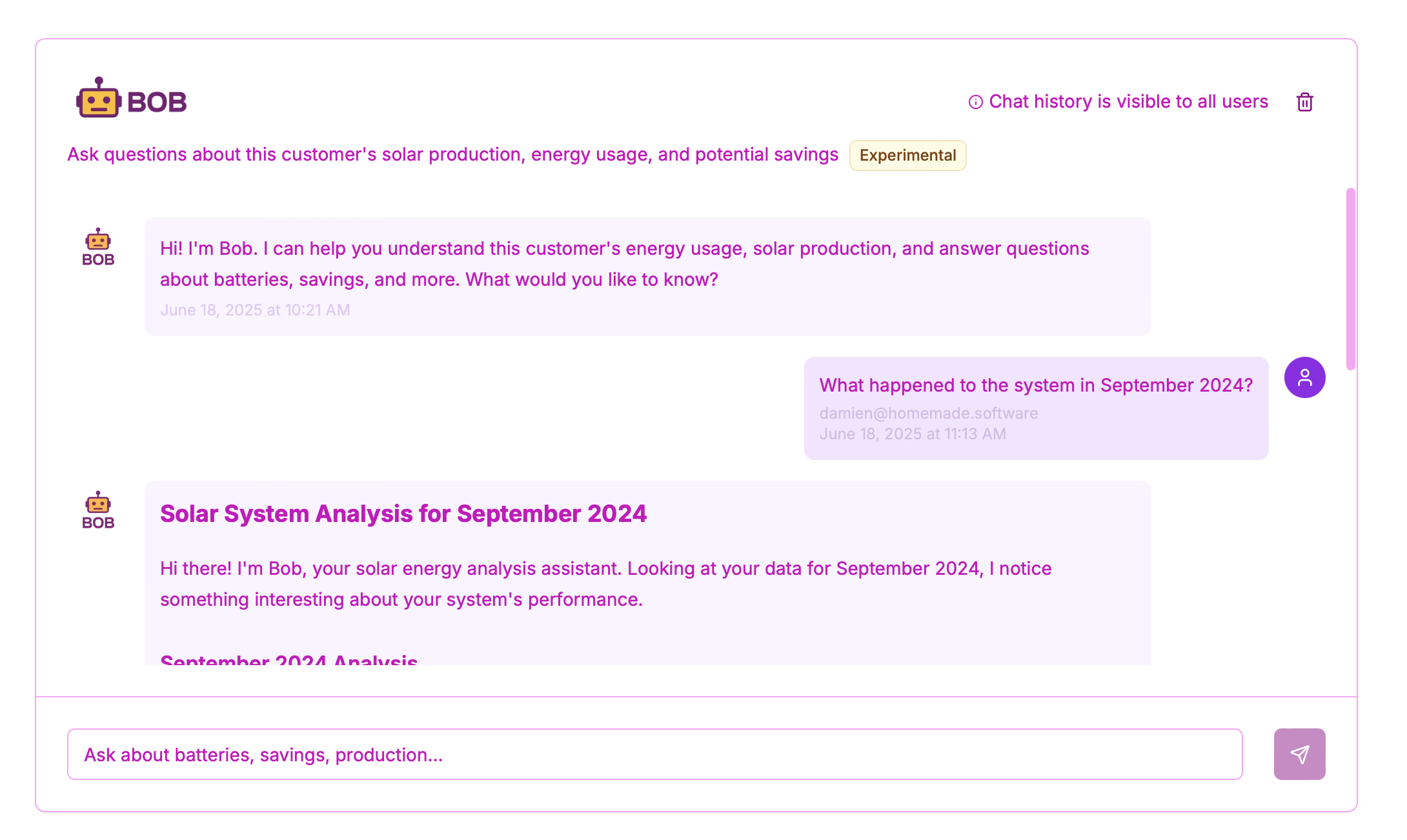 BOB Chat Interface